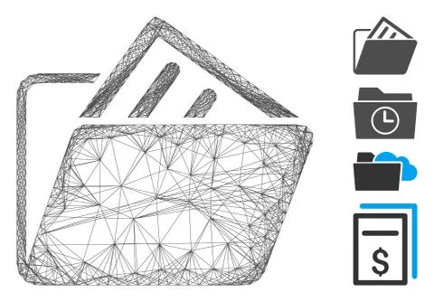 Linear Document Folder Vector Mesh Stockillustratie