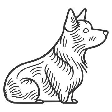 Linear dog silhouette vector. dog logo icon template line art Illustrazione stock