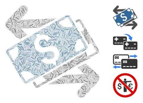 Linear Dollar Banknotes Exchange Icon Vector Collage イラスト素材