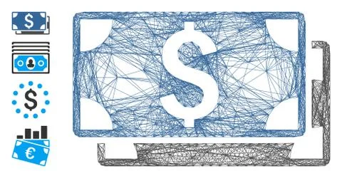 Linear Dollar Banknotes Vector Mesh Stockillustratie