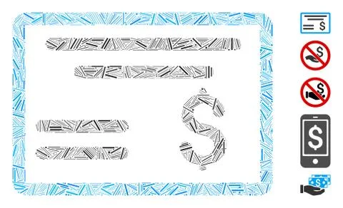 Linear Dollar Cheque Icon Vector Collage Illustrazione stock