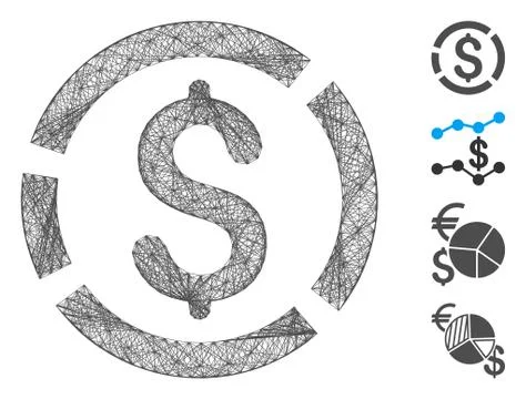 Linear Dollar Diagram Vector Mesh Illustrazione stock