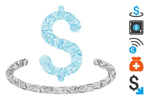 Linear Dollar Location Icon Vector Collage 스톡 일러스트