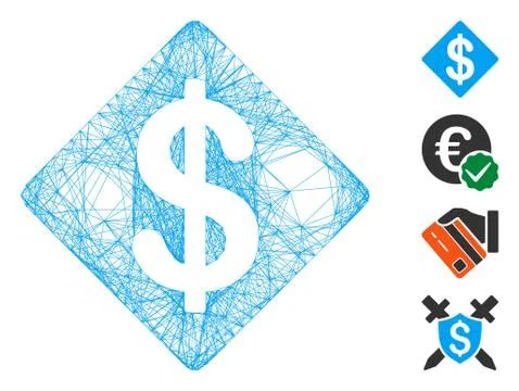 Linear Dollar Rhombus Vector Mesh 스톡 일러스트