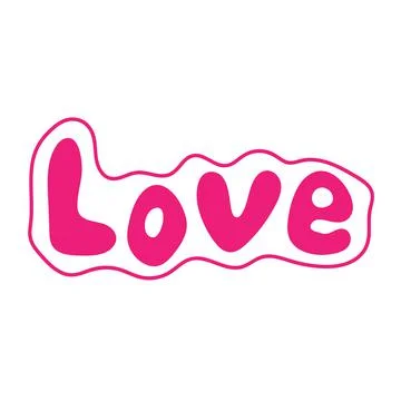 Linear doodle icon love and Lettering handwriting Love. Like vector design el Stock Illustration