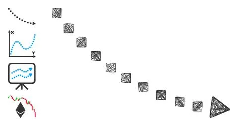 Linear Dotted Decline Trend Vector Mesh Ilustración de archivo