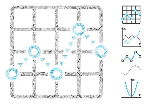 Linear Dotted Line Grid Plot Icon Vector Mosaic Stock Illustration