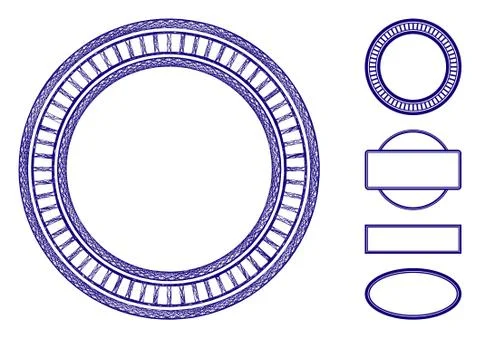 Linear Double Circle Frame Vector Mesh Stock Illustration
