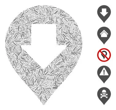Linear Down Arrow Marker Icon Vector Mosaic 스톡 일러스트
