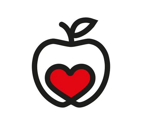 Linear drawing of an apple with a heart inside Stock Illustration