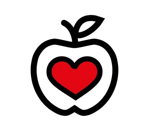 Linear drawing of an apple with a heart inside Stock Illustration