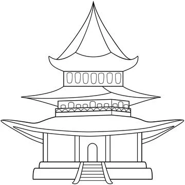 Linear drawing architecture Illustrazione stock