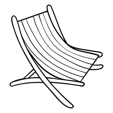 Linear drawing of a beach deck chair in doodle style. Stock Illustration