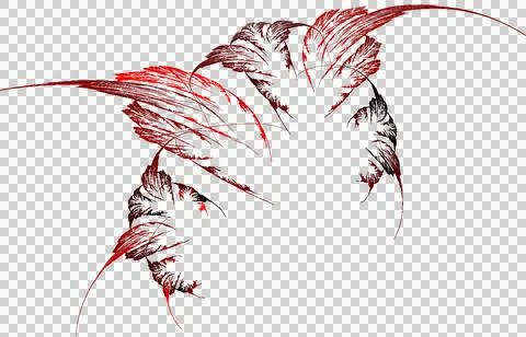Linear drawing of decorative leaves on red tones, isolated element, decor Stock Illustration