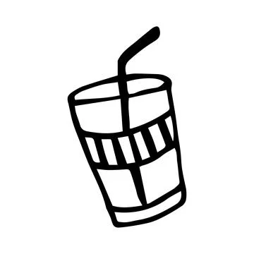 Linear drawing of a glass for drinks. Glassware for cocktails. Stock Illustration