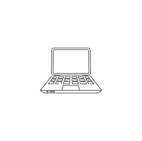 Linear drawing of laptop. Vector Stock Illustration