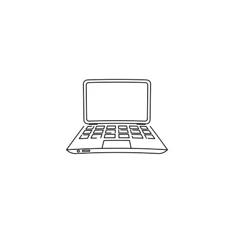 Linear drawing of laptop. Vector Stock Illustration