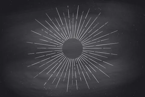 Linear drawing of light rays, sunburst Stock Illustration