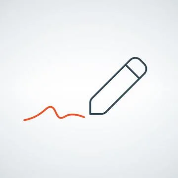 Linear Drawing line Pen, write icon. Signature pen outline and filled vector Illustrazione stock