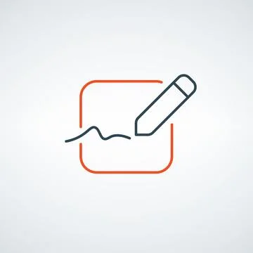 Linear Drawing line Pen, write icon. Signature pen outline and filled vector Illustrazione stock