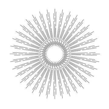 Linear drawing of rays of the sun Stock Illustration