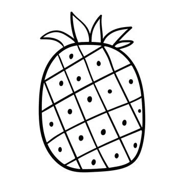 Linear drawing of a ripe pineapple in doodle style. 스톡 일러스트