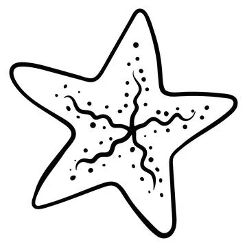 Linear drawing of a starfish with textured dots in doodle style. Stock Illustration