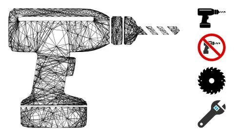 Linear Drill Vector Mesh Illustration