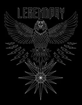 Linear eagle print design.Vector Stock Illustration