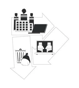 Linear economy process line illustration concept Illustrazione stock