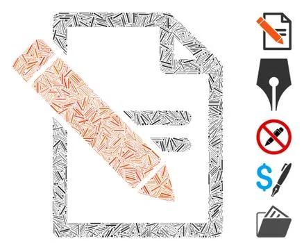 Linear Edit Records Icon Vector Collage Stock Illustration