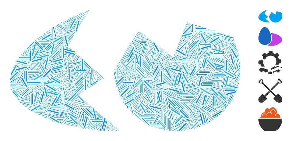 Linear Eggshell Icon Vector Collage Stock Illustration