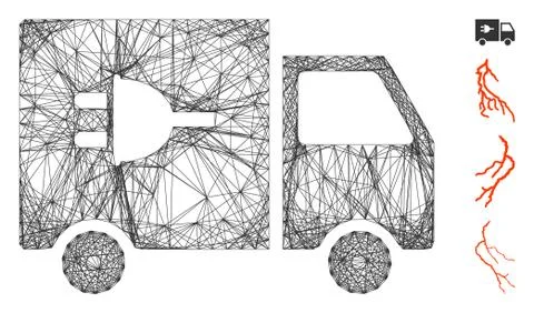 Linear Electric Car Vector Mesh イラスト素材