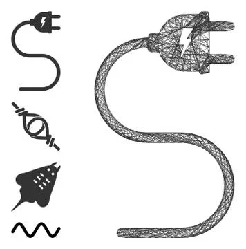 Linear Electrical Cable Vector Mesh Illustrazione stock