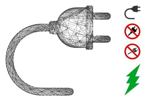 Linear Electrical Cord Vector Mesh Stock Illustration