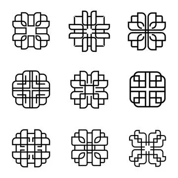 Linear Emblem Vector Set Stock Illustration