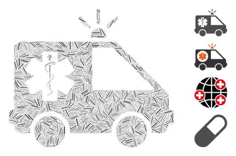 Linear Emergency Car Icon Vector Collage Illustrazione stock
