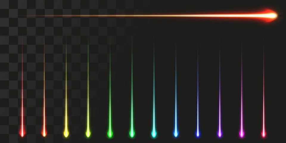 Linear energy beam set. vector illustration of high speed particle trail Stock Illustration
