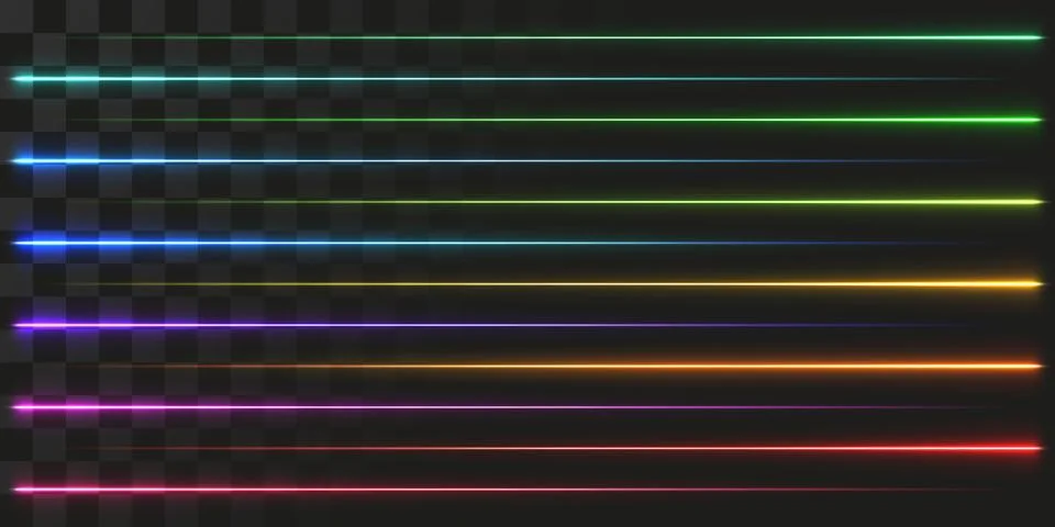 Linear energy beams set. vector illustration of lasers Stock Illustration