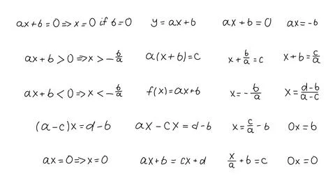 Linear equation algebra set 스톡 일러스트