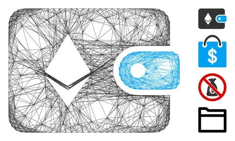 Linear Ethereum Billfold Vector Mesh Stock Illustration