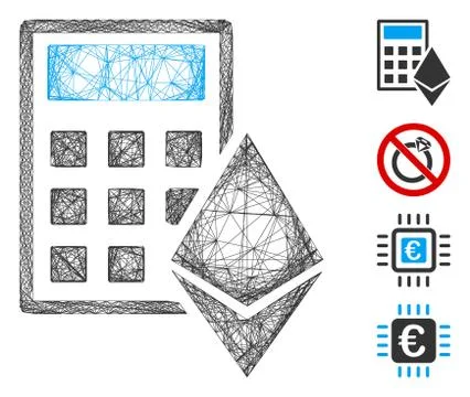 Linear Ethereum Calculator Vector Mesh Stock Illustration