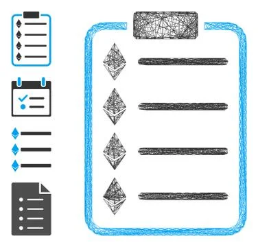 Linear Ethereum List Pad Vector Mesh Ilustração Stock