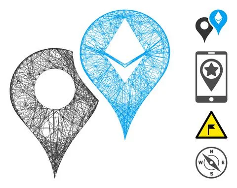 Linear Ethereum Map Markers Vector Mesh Stockillustratie