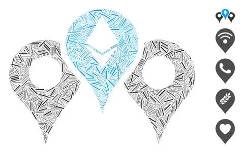 Linear Ethereum Map Pointers Icon Vector Collage イラスト素材