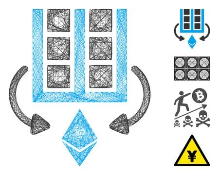 Linear Ethereum Mining Farm Vector Mesh Stockillustratie