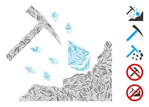 Linear Ethereum Mining Hammer Icon Vector Collage Illustrazione stock