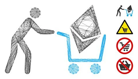 Linear Ethereum Shopping Cart Vector Mesh Stockillustratie