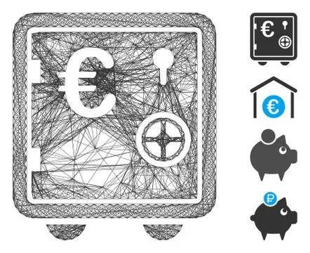 Linear Euro Banking Safe Vector Mesh Stockillustratie