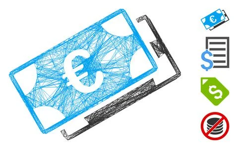 Linear Euro Banknotes Vector Mesh 스톡 일러스트